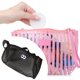 thumbnail image 1 of Bolsa de maquillaje de malla, bolsa de viaje, bonita, multiusos, transpirable, portátil, de nailon, organizador de artículos de tocador para el hogar, Negro, 1 of 8