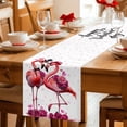 thumbnail image 5 of Valentine's Day Table Runner - 60 Inch Long Red Flamingos Roses Love Romance White Cotton and Linen Blended Dress Scarves Farmhouse Table Runner for Kitchen Dining, Coffee Table, 13" x 60", 5 of 8