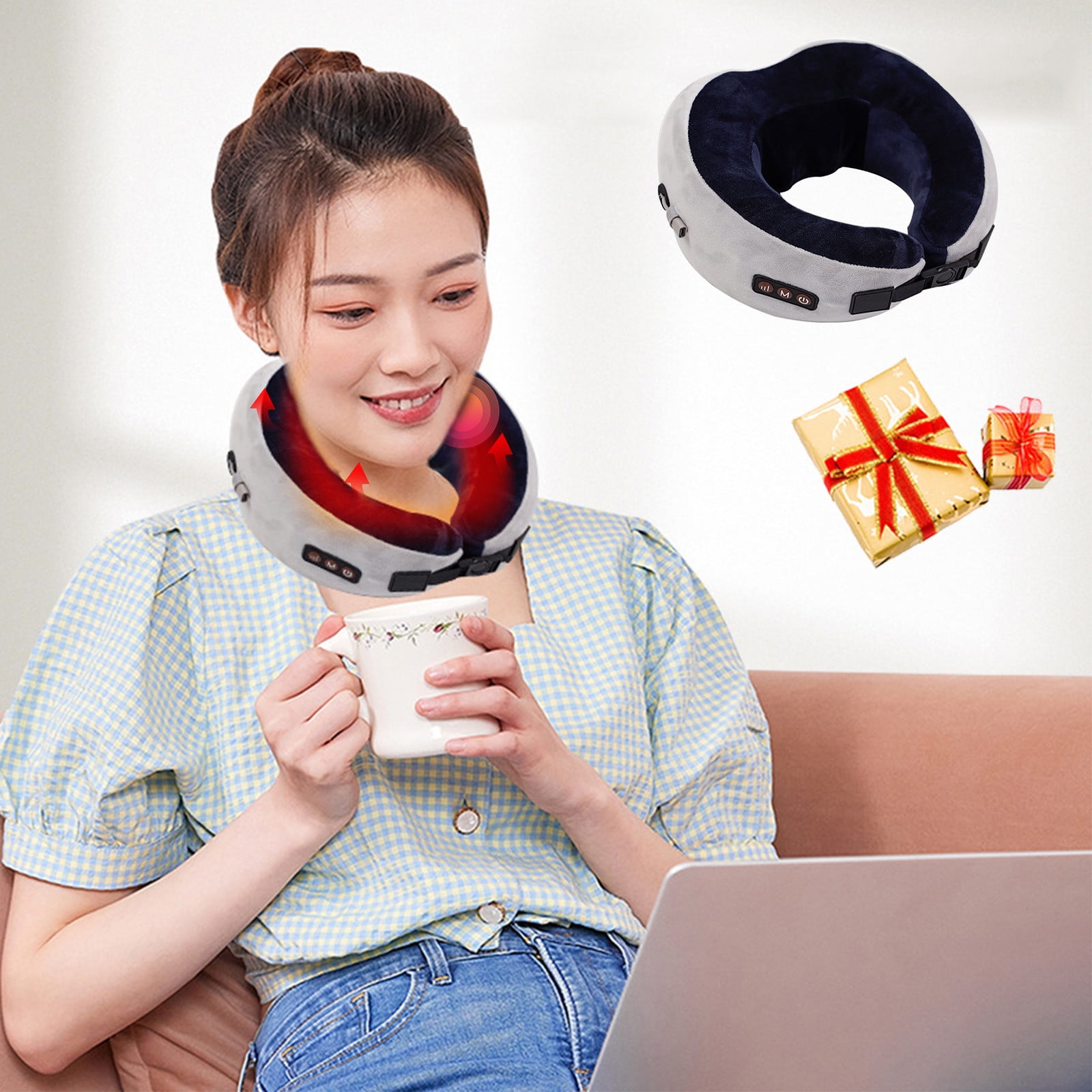 Back, Neck Massager With Heat, Massage Pillow Gifts For Men & Women, Shiatsu Back, Kneading Shoulder,Massage At Home, Car Christmas Decorations for Home On 2024