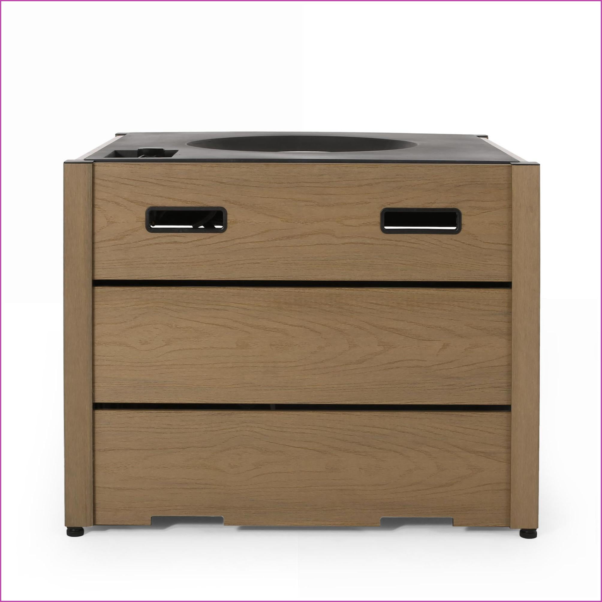 Outdoor Fire Pit Base | fogata al aire libre | Modern Square WPC, For Patio Backyard Camping | Walnut Brown