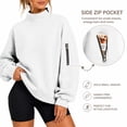 thumbnail image 5 of Evdexr Womens Sweatshirts Side Zip Pocket Long Sleeve Hoodies Oversized Mock Neck Trendy Pullover Comfortable Travel Tops White M, 5 of 8