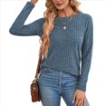 thumbnail image 3 of Camisas de Larga para Mujer, Cuello Redondo, Túnicas Casuales Azul XL, 3 of 8
