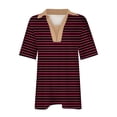 thumbnail image 5 of YHAJDS Polo Shirts for Women Short Sleeve Collared Striped Print Casual Fashion Top Blouse, 5 of 5