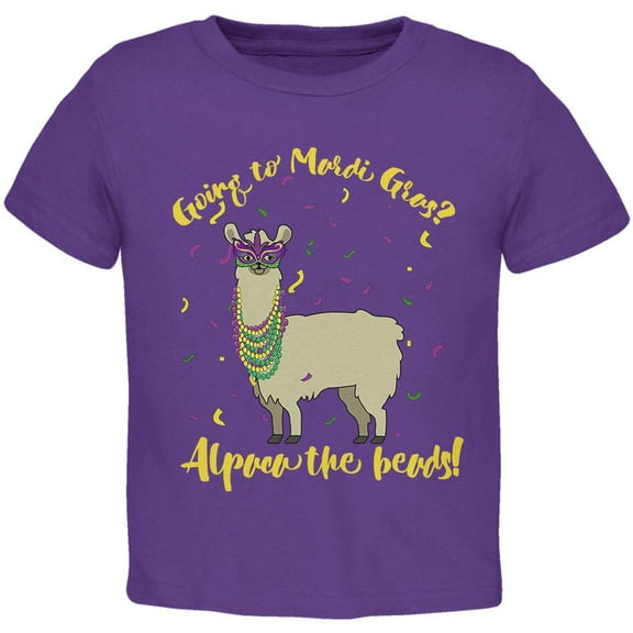 Mardi Gras Alpaca Funny Pun Toddler T Shirt Purple 2T
