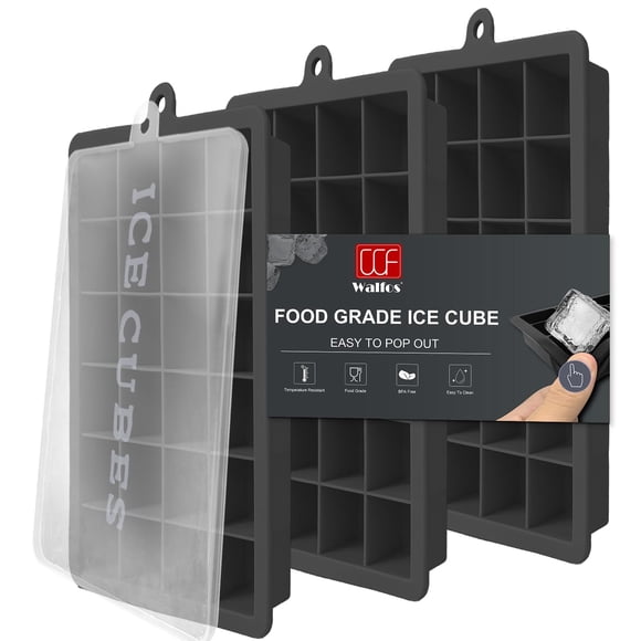 Bac à Glaçons en Silicone avec Couvercles, Walfos 3 Pack 72 Cubes Moules à Glaçons en Silicone, Flexible et Démoulage Facile, Sans BPA et Lavable au Lave-Vaisselle, Parfait pour