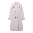thumbnail image 4 of jtjvou Womens Long Pea Coat Notch Lapel Double Breasted Trench Coat Fall Winter Overcoat Long Jacket Silver XS, 4 of 9