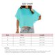thumbnail image 5 of Top de punto con manga con volantes para mujer, cuello redondo, manga corta, jersey de color puro para verano, azul lago M, 5 of 6