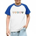 thumbnail image 5 of Girls 4-12 Years Stretch Casual T-Shirt, Blue Color Block Raglan Sleeve with Cute Heart Print, Soft Polyester Spandex Tee,Size 9 T, 5 of 8