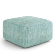 thumbnail image 1 of Simpli Home Pouf Carré Transitionnel en Coton Mélangé Bleu Aqua à Motifs, 1 of 6