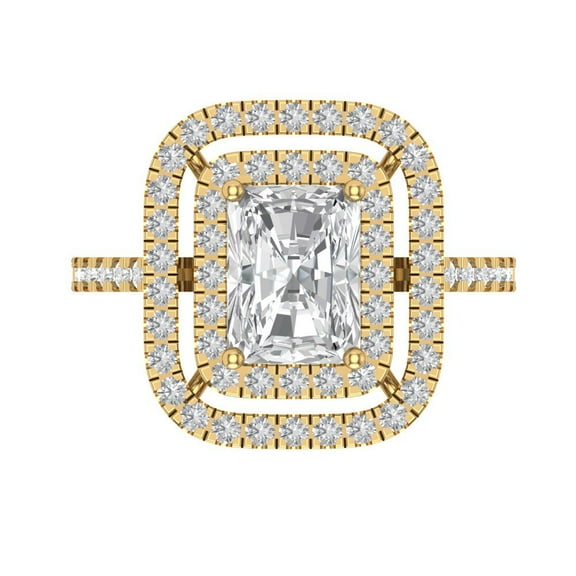 Halo Engagement Ring for Women - 2.62ct Moissanite in 18K Yellow Gold Promise Ring