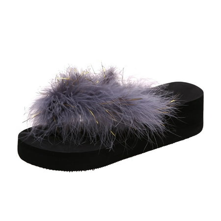 

Honeeladyy Clearance under 5$ Summer Women Thick Bottom Slope Heel Shoes Beach Sandals Roman Casual Slippers Flip Flops
