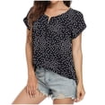 thumbnail image 1 of Pompotops T-shirt Décontracté pour Femmes Imprimé Manches Courtes Fermeture Éclair Pull Blouse Tops, 1 of 8