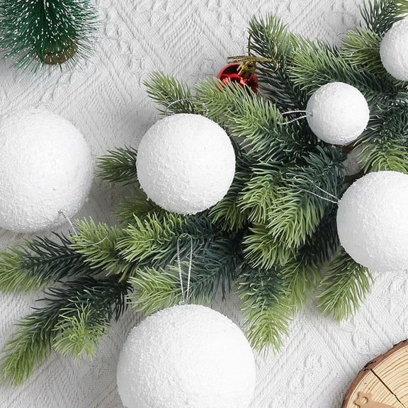 6 Pcs Christmas Balls Ornaments Set Christmas Decor Hanging Snowballs Foam Shatterproof White Balls for Xmas Trees Decorations 3.15in