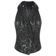 thumbnail image 3 of Zaldita Women's Sequins Blazer Vest Sleeveless Sparkle Jacket Waistcoat Halter Neck Vest for Cocktail Party Black M, 3 of 7