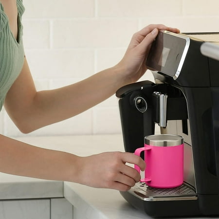 

UMMH 12oz Stainless Steel Insulated Coffee Mug with Handle Double Wall Vacuum Travel Mug Tumbler Cup with Sliding Lid Pink