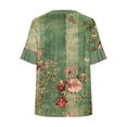 thumbnail image 4 of YYUIJK Womens Floral Printed T Shirts Short Sleeve Tops Dressy Casual Blouses Spring Summer Outfits Army Green XL, 4 of 5
