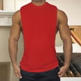 thumbnail image 4 of Xioeram Summer Men Vest Solid Color Sleeveless O Neck Thin Sweat Absorption Quick Dry Loose Deep Armpit Fitness Workout Jogging Tank Top, 4 of 8