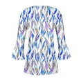 thumbnail image 5 of QATAINLAV 3/4 Length Sleeve Womens Tops Casual Button Up V Neck Tunic Shirts Fashion Leaf Print Ruched Flowy Blouses 2025 Vacation Beach Outfits Blue L Weekly Sales, 5 of 6