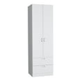 thumbnail image 4 of Depot E-Shop Armoire Wardrove 76" H, Hanging Rod, 2 Drawers, 1 Shelf, White, 4 of 5