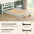 thumbnail image 6 of Soges Twin Size Platform Bed Frame with 2 Drawers, Modern Twin Solid Wood Platform Bed for  Adults, Traditional Boho Bed Platform with Headboard, Noise Free, No Box Spring Needed, White, 6 of 8