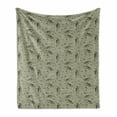 thumbnail image 1 of Fishing Soft Flannel Fleece Blanket, Hobby Concept Pattern with Fisherman on Boat Catching Trouts with Rot and Hook, Cozy Plush for Indoor and Outdoor Use, 70" x 90", Dusk Army Green, by Ambesonne, 1 of 5