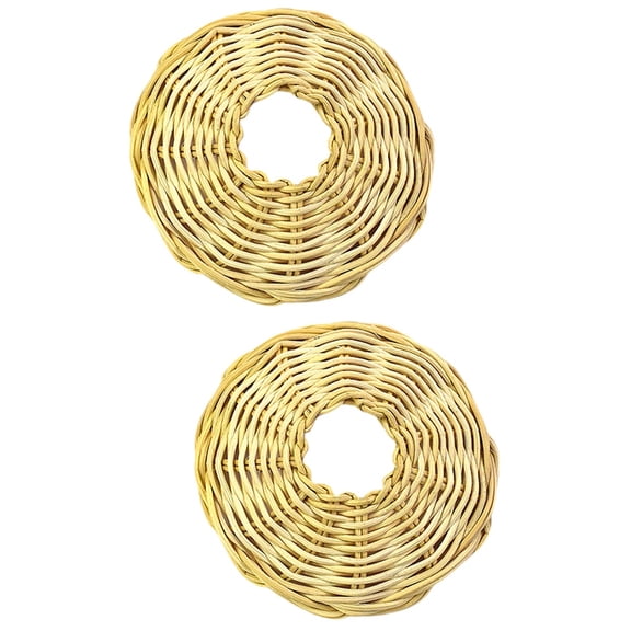 2 PCS Vintage Table Lamp Ambience Lampshade Handmade Rattan