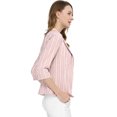 thumbnail image 4 of Blazer De Solapa Con Muescas Y Mangas 3/4 A Rayas Para Mujer Rosa M, 4 of 6