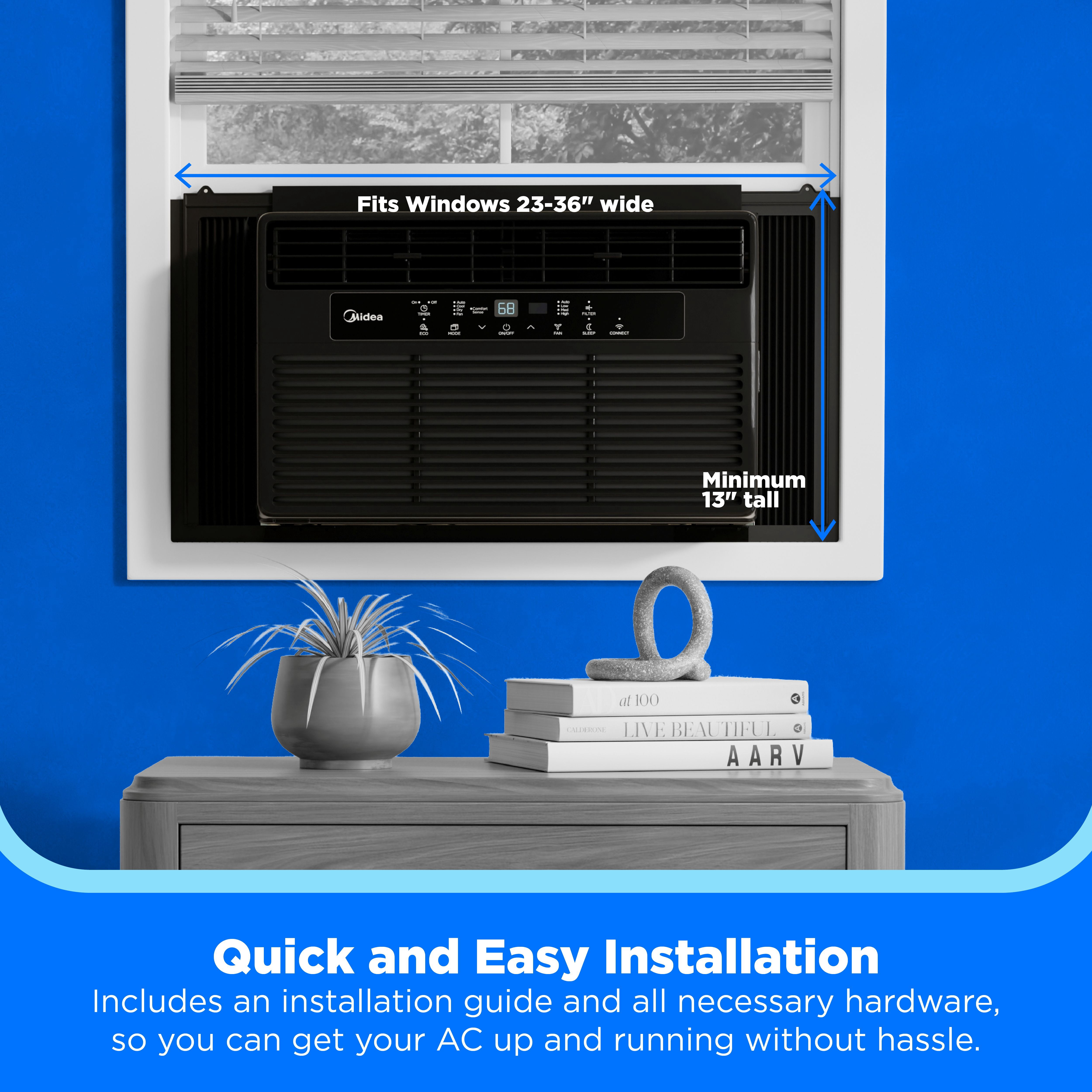 Midea Smart 8,000 BTU 115V Window Air Conditioner with Remote for 350 Sq. Ft., Black