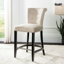 SAFAVIEH Addo Classic Glam Ring Counter Stool with Footrest, Biscuit Beige