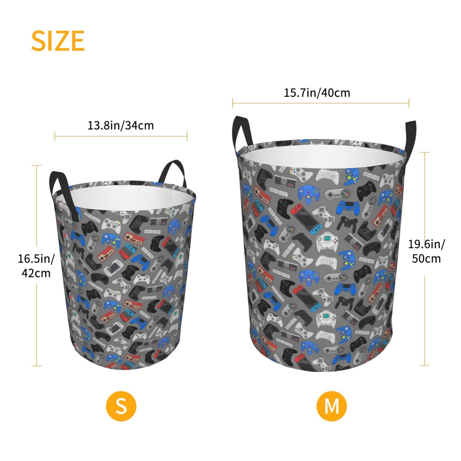 Xecao Video Game Print Laundry Hamper Basket,designed for Blanket Storage and Nursery Clothes in the Bedroom