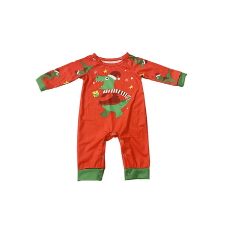 

Amuver Parent-Child Christmas Nightclothes Long Sleeve Christmas Dinosaur Print Tops Trousers Suit / Romper / Pet Wear