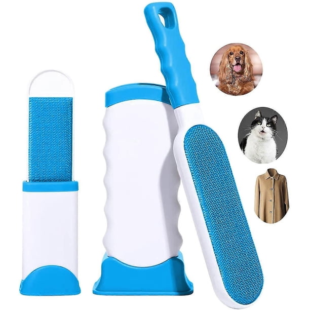 Pet Hair Remover Brush, Lint Brushes Double-Sided Fur Lint Removal Brush with Self-Cleaning Base for Remove Cat and Dog Fur, Lint