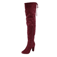 thumbnail image 3 of Knee-1 Women's Chunky Heel Over the Knee Casual Dress Fashion Boots Shoes ( Wine, 8.5 ), 3 of 5
