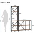 thumbnail image 2 of 59in 5 Tier L Shaped Ladder Bookshelf Corner Storage Shelves Industrial Bookcase with Metal Frame Particle Board for Living Room Bedroom Home Office Kitchen Plant Stand Display Rack Black, 2 of 7