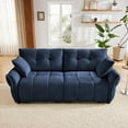 thumbnail image 2 of Chenille Small Loveseat Sofa, Mid Modern Century Love Seat Couches with 2 Pillows for Living Room, Lounge, Office, Blue, 2 of 9
