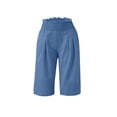 thumbnail image 7 of Classic Linen Pants Cotton Linen 3/4 Length Relaxed-Fit Pant with Pockets Summer Casual Breathable Palazzo High Waisted Elasticated Joggers for Sports Running, 7 of 7