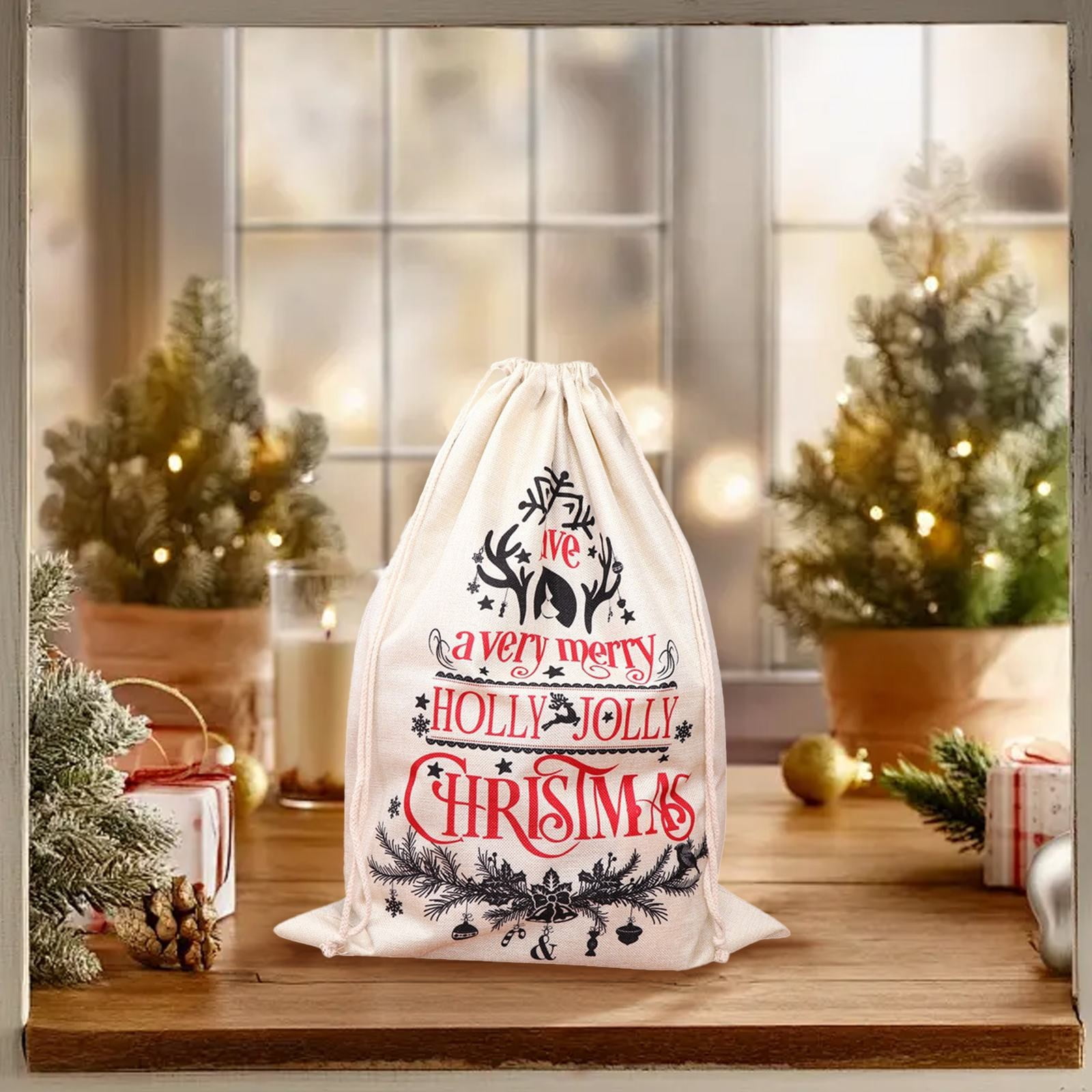 Clearance! Christmas Santa Sack Large Christmas Canvas Gift Bag