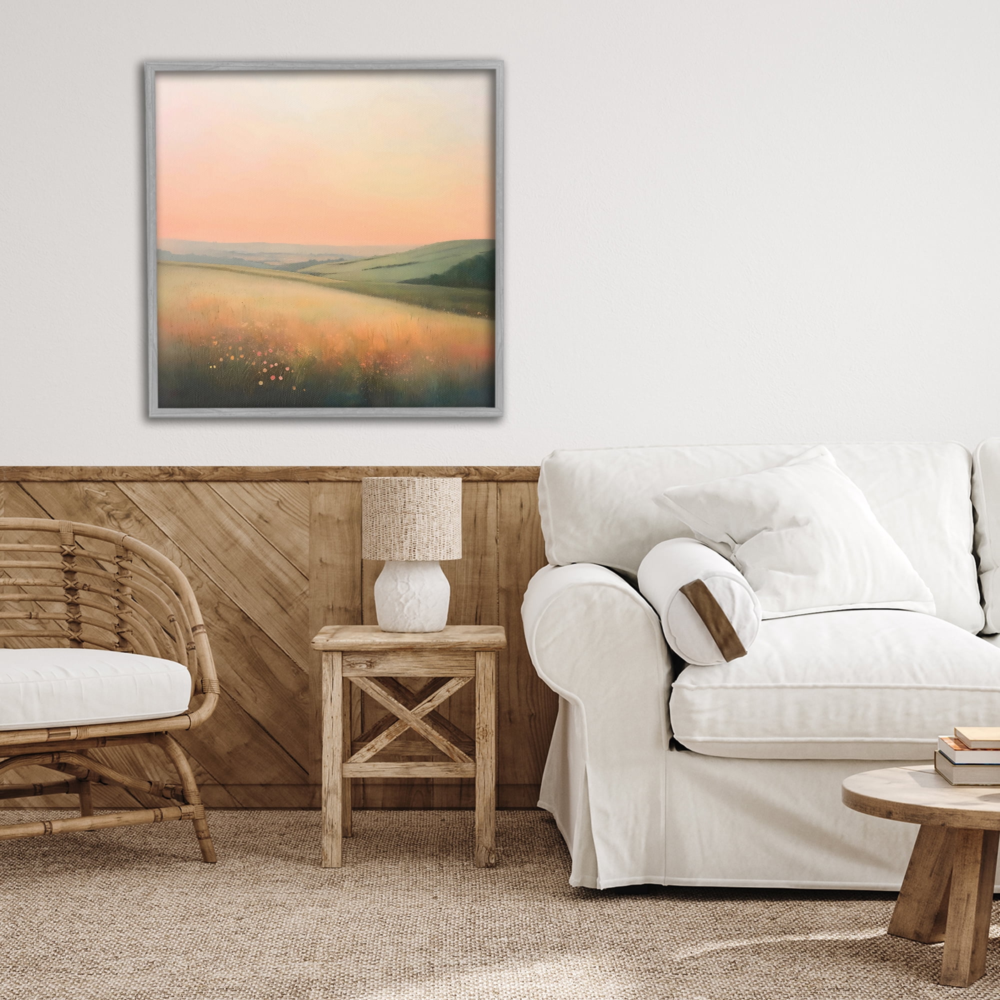 Stupell Industries Sun Coming Up Over Meadow Gray Framed Giclee Art, design by Creative Studio