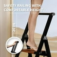 thumbnail image 4 of 3 Step Ladder,Folding Step Stool with Aluminum Wide Pedal& Convenient Handgrip,330lbs Capacity Steel Ladder for Household and Office(Black &Woodgrain), 4 of 6