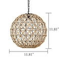 thumbnail image 3 of Kiven Industrial Plug in Pendant Light, Globe Metal Hemp Rope Pendant Lighting Fixture with Hanging Cord 15FT and Dimmer Switch, 1 Pack, 3 of 5