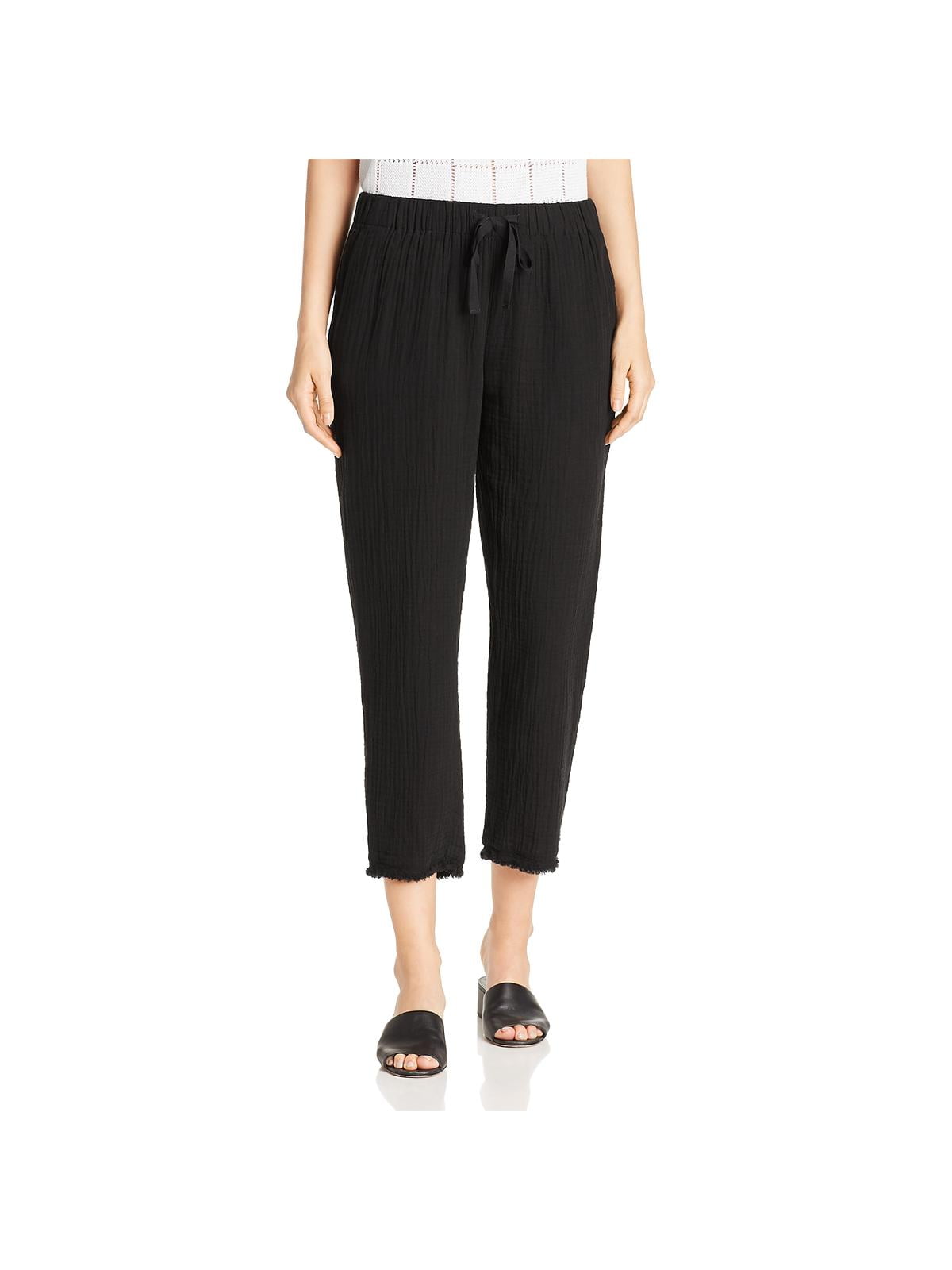 Eileen Fisher Womens Petites Straight Leg Frayed Hem Cropped Pants Black PS  - Walmart.com