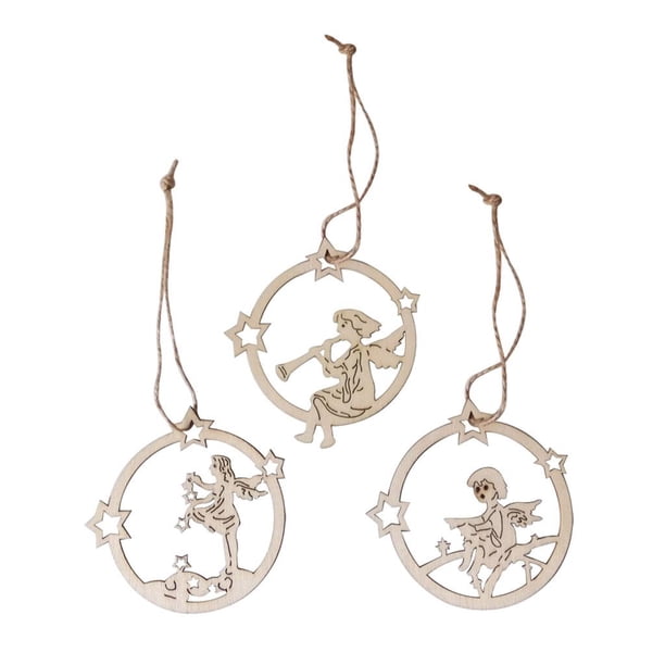 3 piezas decoraciones de natural para árboles de Navidad: decoraciones colgantes de , adornos navideños artesanales adornados, adornos fe Talla 2