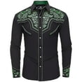 thumbnail image 1 of Conairie Western Shirts for Men Embroidered Cowboy Shirts Button down Long Sleeve Shirt with Floral Design Dark Green XXXL, 1 of 3
