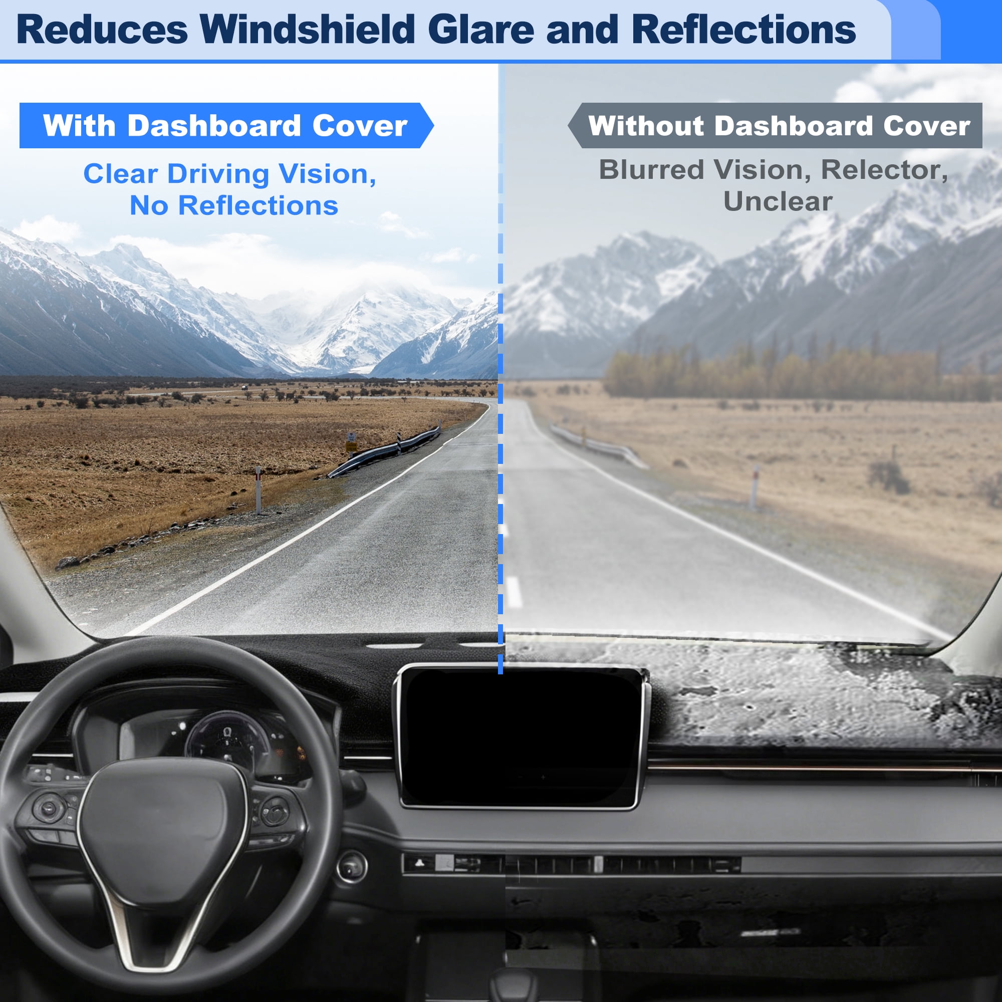 Dashboard Cover for Toyota Corolla 2019-2026 Interior Polyester Dash Cover Mat Pad Carpet Non-Slip Dashboard Protector Sunshine UV & Heat Resistant Black