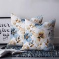 thumbnail image 2 of 26x26 Pillow Covers Set of 2, Blue Brown Spring Floral Throw Pillow Covers Decorative Couch Cushion Case, Summer Botanical Watercolor Microfiber Square Pillowcases for Bedroom Car Living Room, 2 of 7