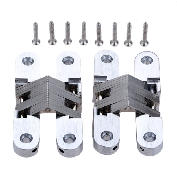 2pcs 304 bisagras ocultas de acero inoxidable invisible de la puerta plegable oculta for el hardware de muebles de la cocina con tornillos