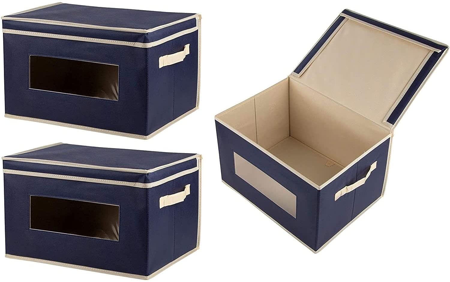 Foldable Storage Bins, Fabric Cubes navy, 16.2 X 10 12 In, 3 Pack 輸入