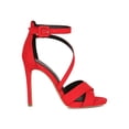 thumbnail image 2 of Women Faux Suede Asymmetric Open Toe Stiletto Heel Sandal 18894, 2 of 6