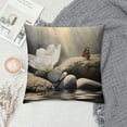 thumbnail image 2 of Shiartex Zen Water Lily Pillow Covers White Flower and Butterfly Stone in Water Throw Pillows White, 2 of 5