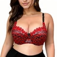 thumbnail image 5 of Feancey 2 Pack Push Up Bras for Women Lace Embroidered Plus Size Bra Semi See Through Underwire Brassiere Support Lift Up Bralettes Red L, 5 of 10